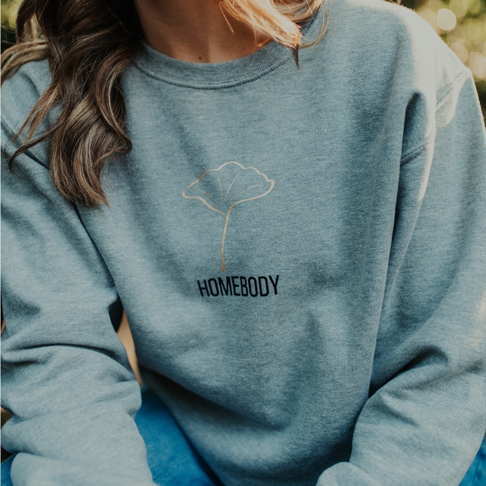 Gray Homebody Gingko Crewneck Sweatshirt